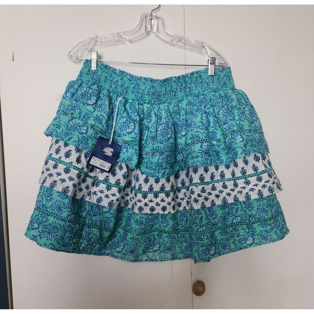 Roller Rabbit Target Womens Tiered Smocked Floral mini Skirt XXL crochet NWT